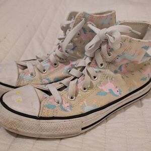 Converse High-Top Kids Sneakers with Pastel Unicorn Print